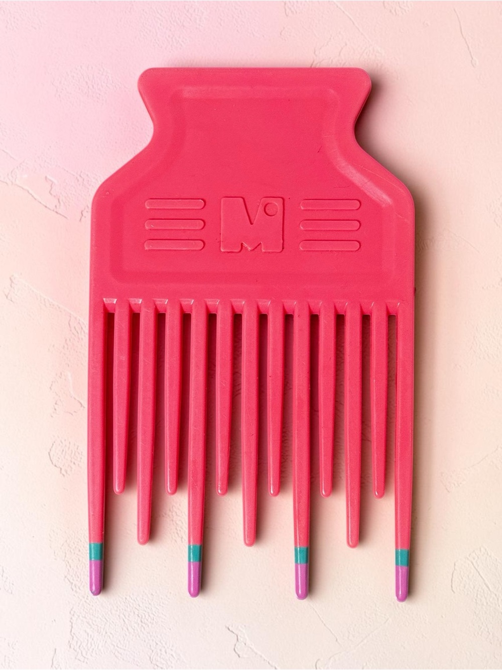 Vintage Mebco Pink Volume Hair Pick Twice Dipped Jazz 80s 90s Wide Tooth Comb